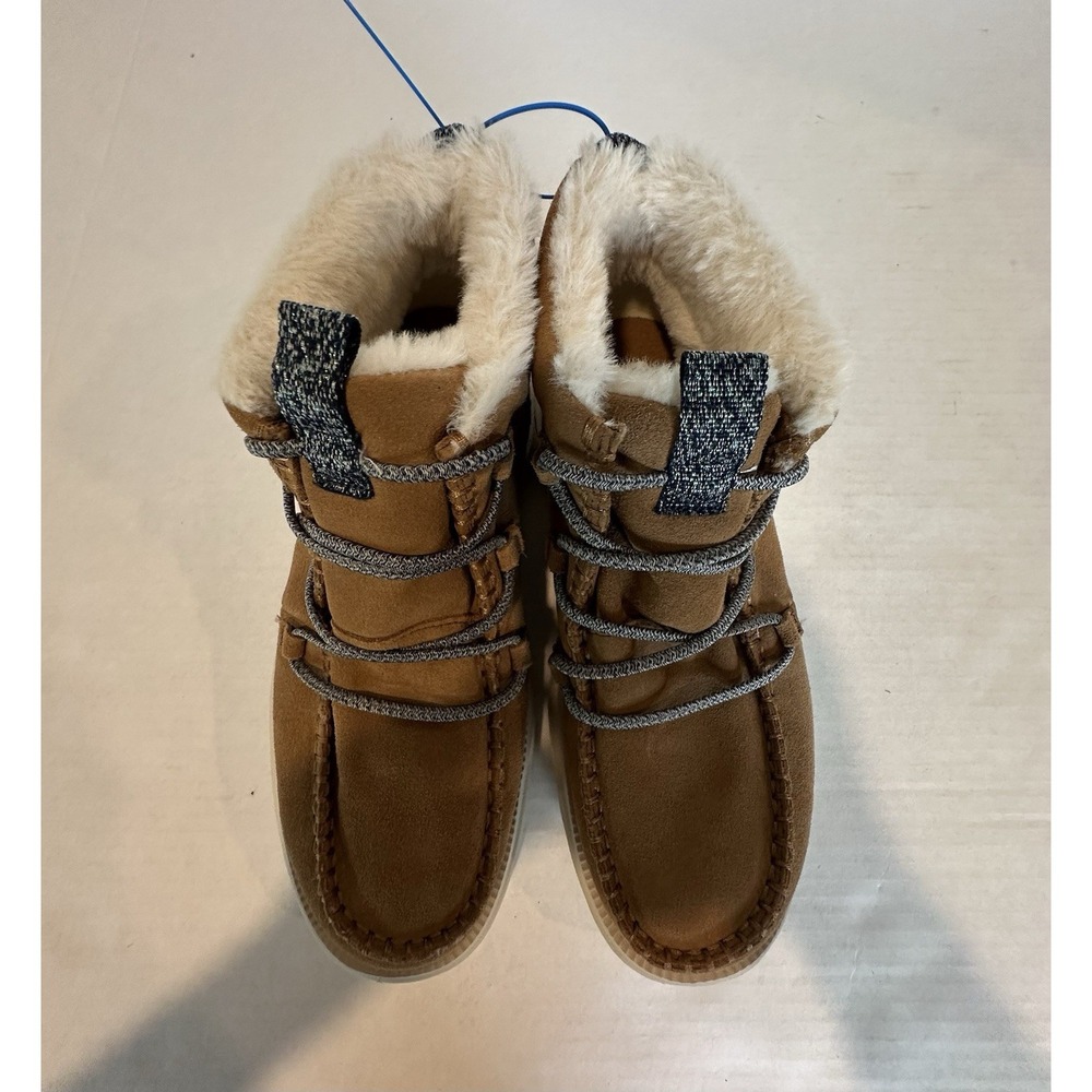 Hey Dude Reyes Boots Lace Up Faux Fur Brown Tan Womens Size 9